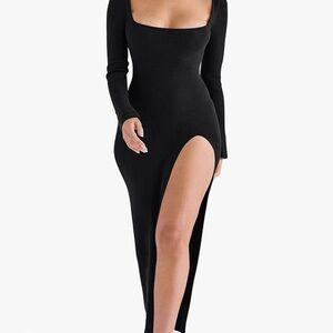 ❥ black xl amazon long sleeve midi dress